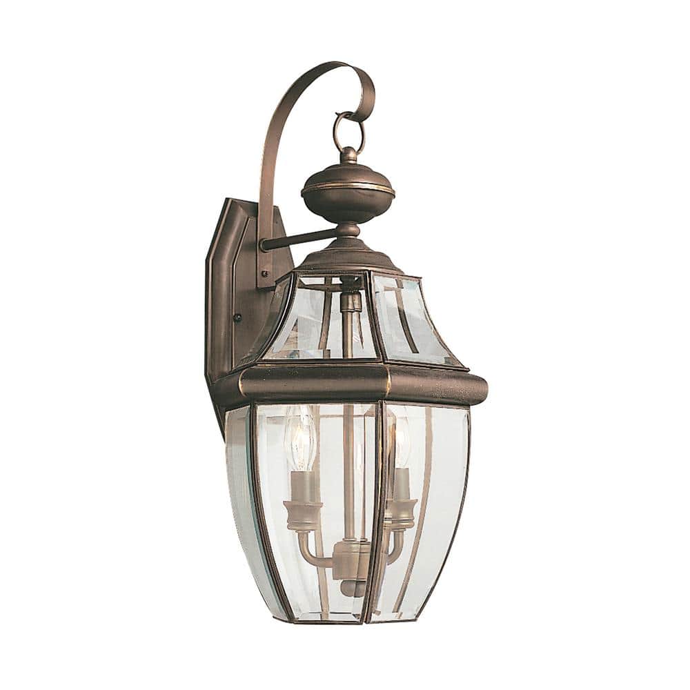Lancaster 2-Light Antique Bronze Outdoor 20.5 in. Wall Lantern Sconce with Dimmable Candelabra LED Bulb price history on PriceWatchPro