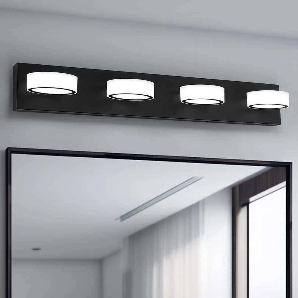 32 in. 4-Light Black LED Vanity Light, Dimmable 5500K Daylight and 270° Rotatable Lamphead price history on PriceWatchPro