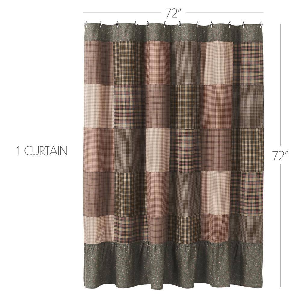 Crosswoods Patchwork Green and Brown Cotton Shower Curtain, 72x72