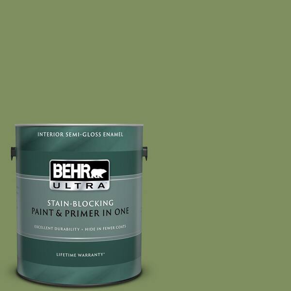 BEHR ULTRA 1 gal. #UL210-17 Green Energy Semi-Gloss Enamel Interior Paint and Primer in One