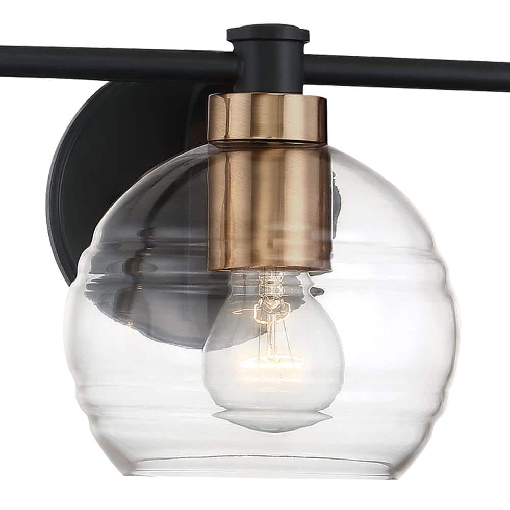 Sand Coal and Brushed Brass 3-Light Bath Vanity with Clear Glass