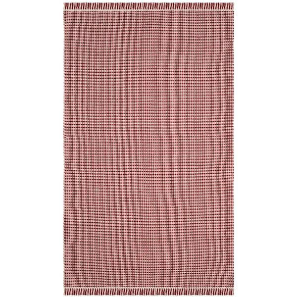 SAFAVIEH Montauk Ivory/Red 5 ft. x 8 ft. Multi-Striped Solid Area Rug