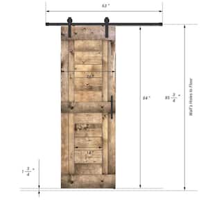 Short Bar Series 28 in. x 84 in. Fully Set Up Dark Walnut Finished Pine Wood Sliding Barn Door With Hardware Kit