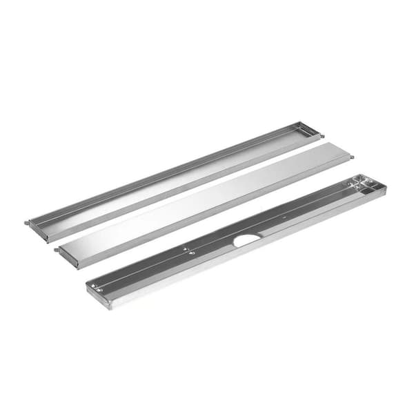 DURAL MYVARIO-LINE 0.24 in. W  x 31.44 in. L Design Grate and Drain Channel Brushed Stainless Steel for Shower Kit PVC Flange