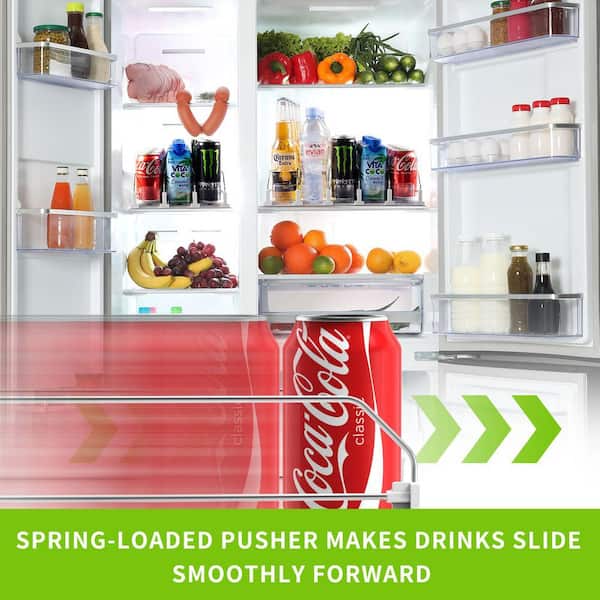 5-Piece White Drink Organizer for Fridge Holds up to 25-Cans, Automatic Soda Soft Drink Dispenser for Refrigerator