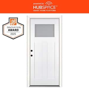Smart Glass 36 in. x 80 in. Right Hand Inswing 1/4-Lite Smooth Unfinished Fiberglass Prehung Front Door