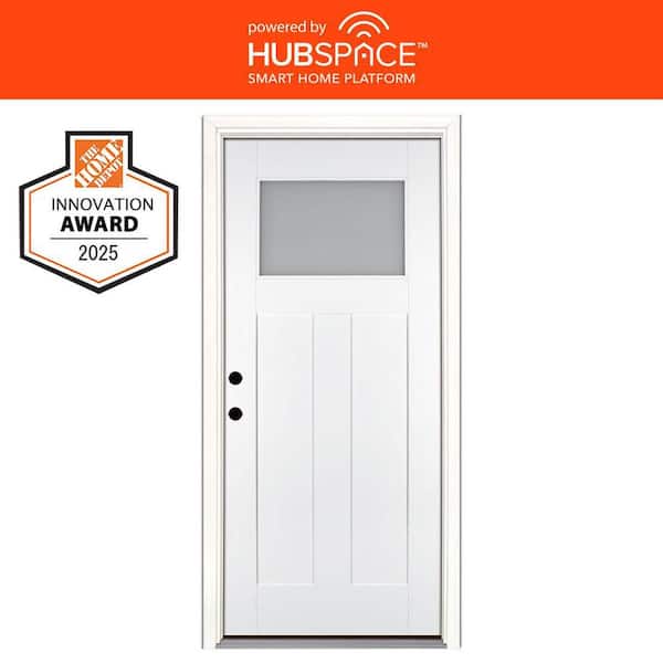 Smart Glass 36 in. x 80 in. Right Hand Inswing 1/4-Lite Smooth Unfinished Fiberglass Prehung Front Door