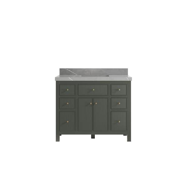 Willow Collections Sonoma 42 in. W x 22 in. D x 36 in. H Bath Vanity in Pewter Green with 2 in. Piatra Quartz Top