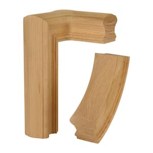 Stair Parts 7786 Unfinished Red Oak Right-Hand 2-Rise Gooseneck with Cap Handrail Fitting