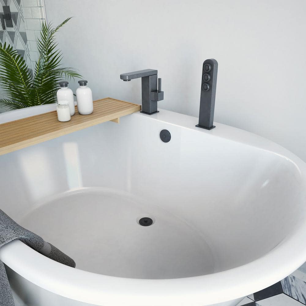 Elegant White Acrylic Freestanding Soaking Bathtub, 60" x 42"