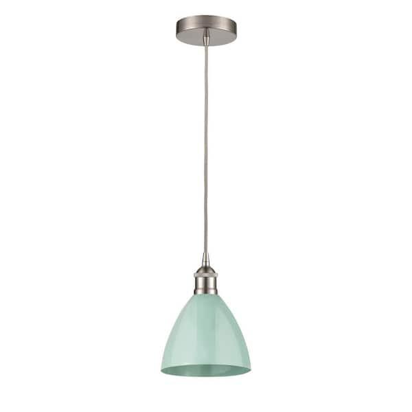 Plymouth Dome 100-Watt 1-Light Brushed Satin Nickel Standard Mini Pendant Light with Metal Shade