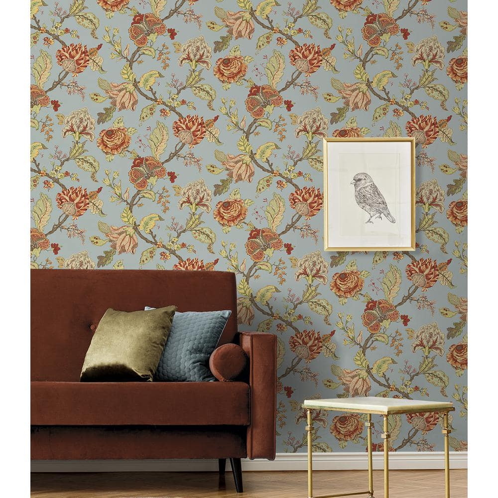 Blue Dusk Floral Vinyl Self-Adhesive Peel and Stick Wallpaper