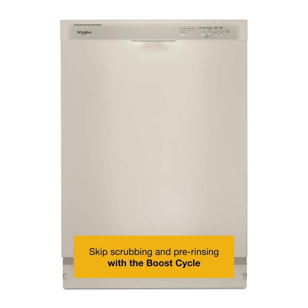 Whirlpool 24 in. Front Built-In Tall Tub Dishwasher in Biscuit with 4-Cycles