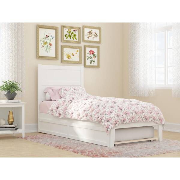 AFI NoHo White Twin Extra Long Bed with Twin Extra Long Trundle