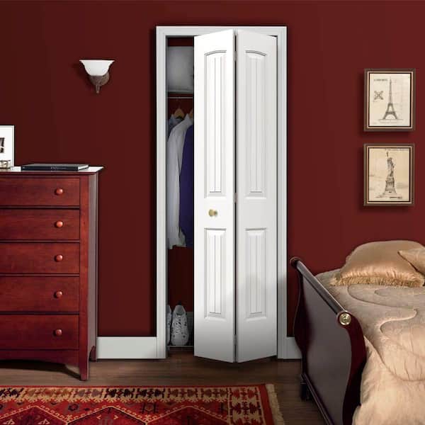 30 in. x 80 in. Santa Fe White Painted Smooth Molded Composite Closet Bi-fold Door