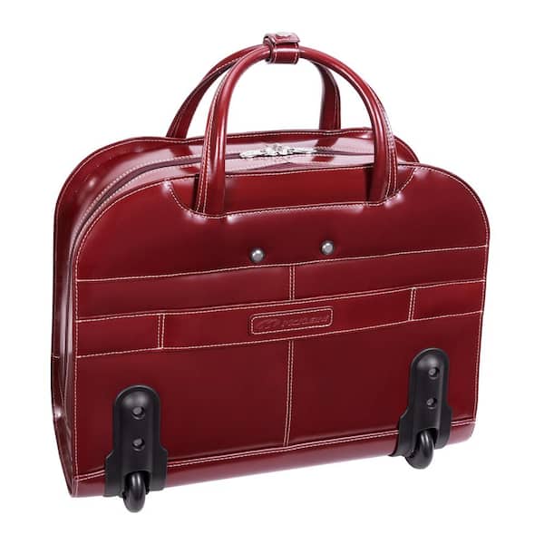 Elegant 15” Red Leather Laptop Tote - McKlein – McKleinUSA