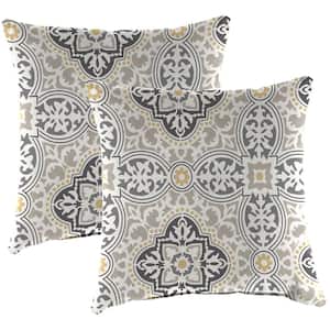 18 in. L x 18 in. W x 4 in. T Outdoor Throw Pillow in Rave Grey (2-Pack)