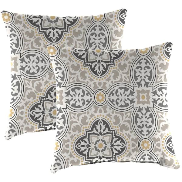 Jordan Manufacturing 18 in. L x 18 in. W x 4 in. T Outdoor Throw Pillow in Rave Grey (2-Pack)