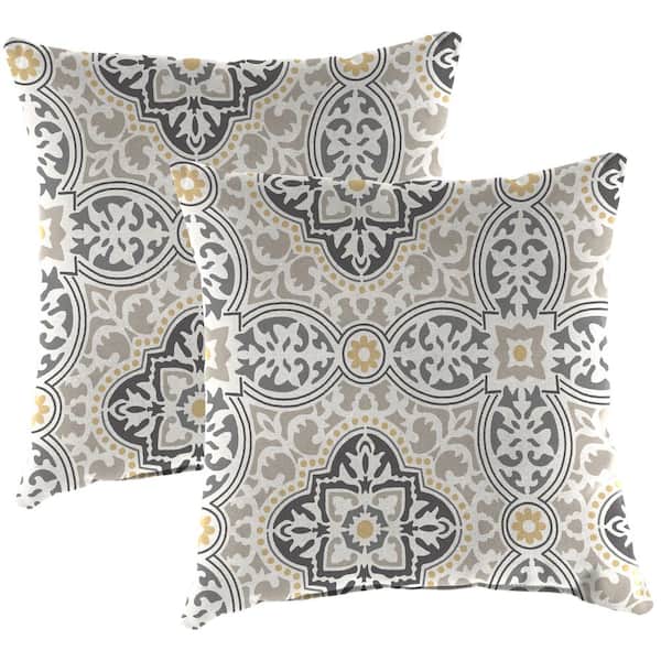 Jordan Manufacturing 16 in. L x 16 in. W x 4 in. T Outdoor Throw Pillow in Rave Grey (2-Pack)