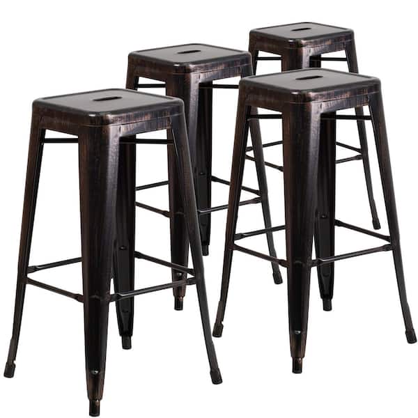 Carnegy Avenue Stackable Metal Outdoor Bar Stool (4-Pack)