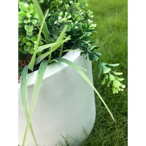 15.8 in., 12.9 in. and 9.8 in. Dia, Pure White Lightweight Concrete Modern Cylinder Outdoor Planters, Set of 3