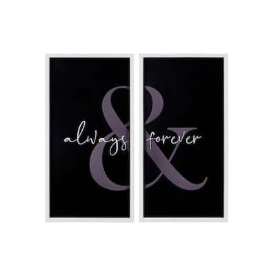 "Always & Forever" Set of 2 Wood Framed Graphic Print Typography Art Print Wall Decor 36 in. x 18.13 in.