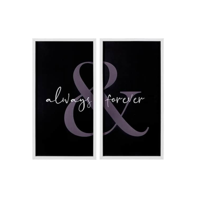 Stratton Home Decor "Always & Forever" Set of 2 Wood Framed Graphic Print Typography Art Print Wall Decor 36 in. x 18.13 in.