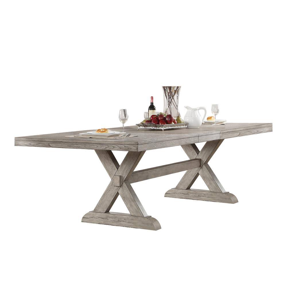 Gray Oak 82" Rectangular Dining Table with Trestle Base