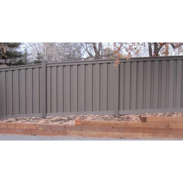 Seclusions 5 in. x 5 in. x 9 ft. Winchester Grey Wood-Plastic Composite Fence Post with Crown Post Cap