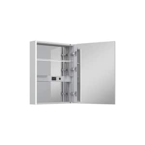 Chic 24 in. W x 30 in. H Rectangular Aluminum Surface Mount Medicine Cabinet with Mirror and Lighted, LED Lights, Defog