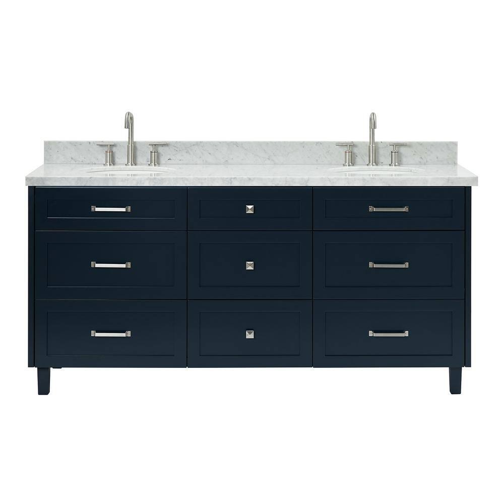 Midnight Blue Double Sink Bathroom Vanity with Marble Top