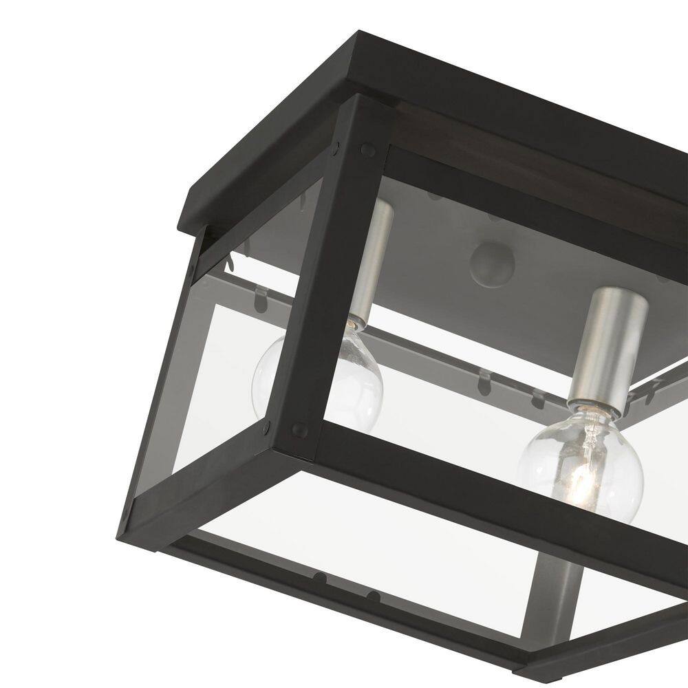 Milford 8" Black and Brushed Nickel Glass Flush Mount