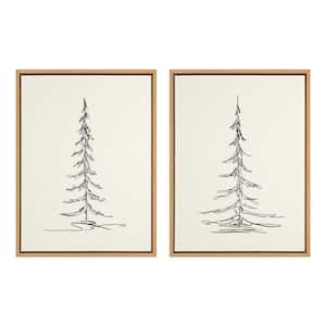 Sylvie Minimalist Evergreen Trees Sketch 1 and 2 24 in. x 18 in. by The Creative Bunch Studio Framed Canvas Wall Art