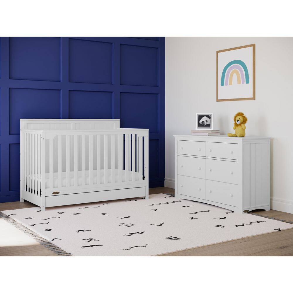 White 5-in-1 Convertible Crib with Storage Drawer