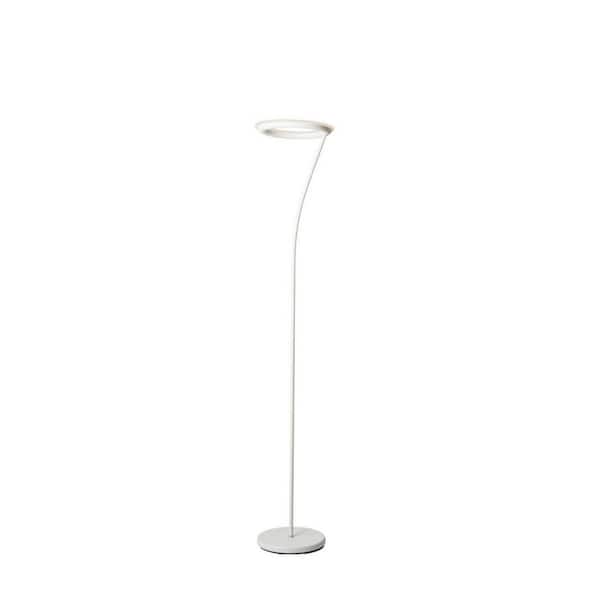 73 in. Matte White 1-Light Standard Floor Lamp for Living Room, Bedroom with Acrylic Shade