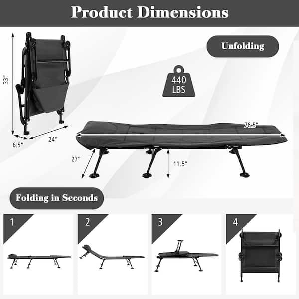 Costway Folding 76.5 in. Camping Cot with Detachable Mattress and