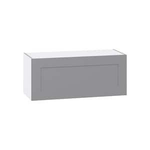 Bristol Painted Slate Gray Shaker Assembled Wall Bridge Kitchen Cabinet with Lift up (36 in. W x 15 in. H x 14 in. D)