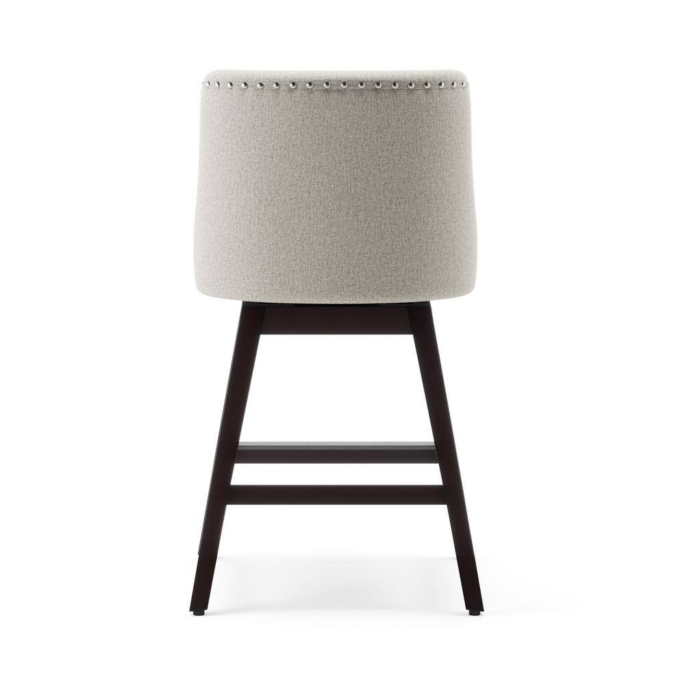 Oyster Gray Swivel Counter Stools with Wood Legs, Set of 2
