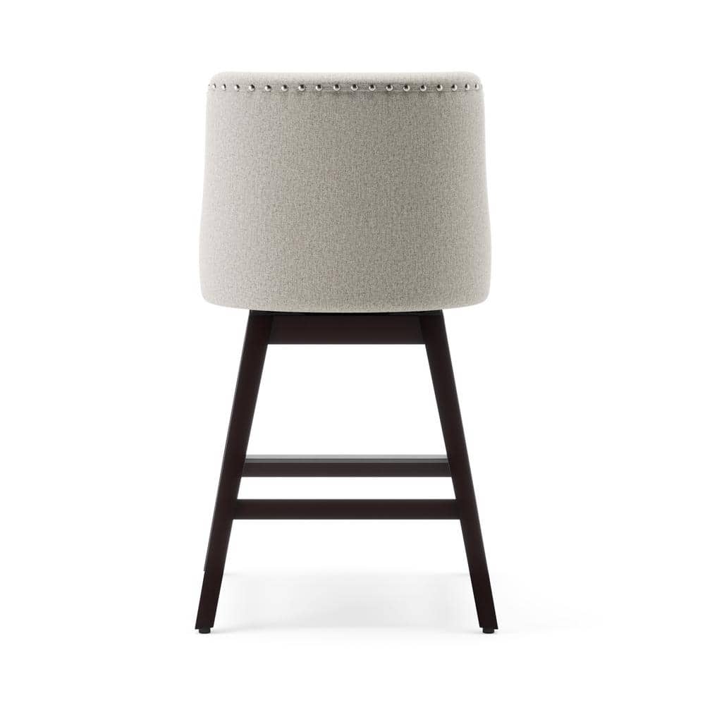Oyster Gray Swivel Counter Stools with Wood Legs, Set of 2