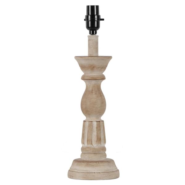 Hampton Bay Mix and Match 17 in. H White Wash Wood Midsize Lamp Base ...