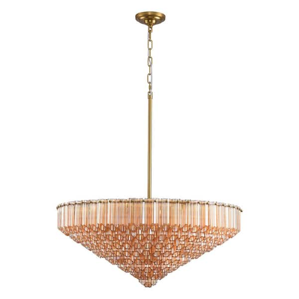 30 in. Modern Round Chandelier, 13-Light Luxury Gold Kitchen island Chandelier, for Living Room Bedroom Dining Room