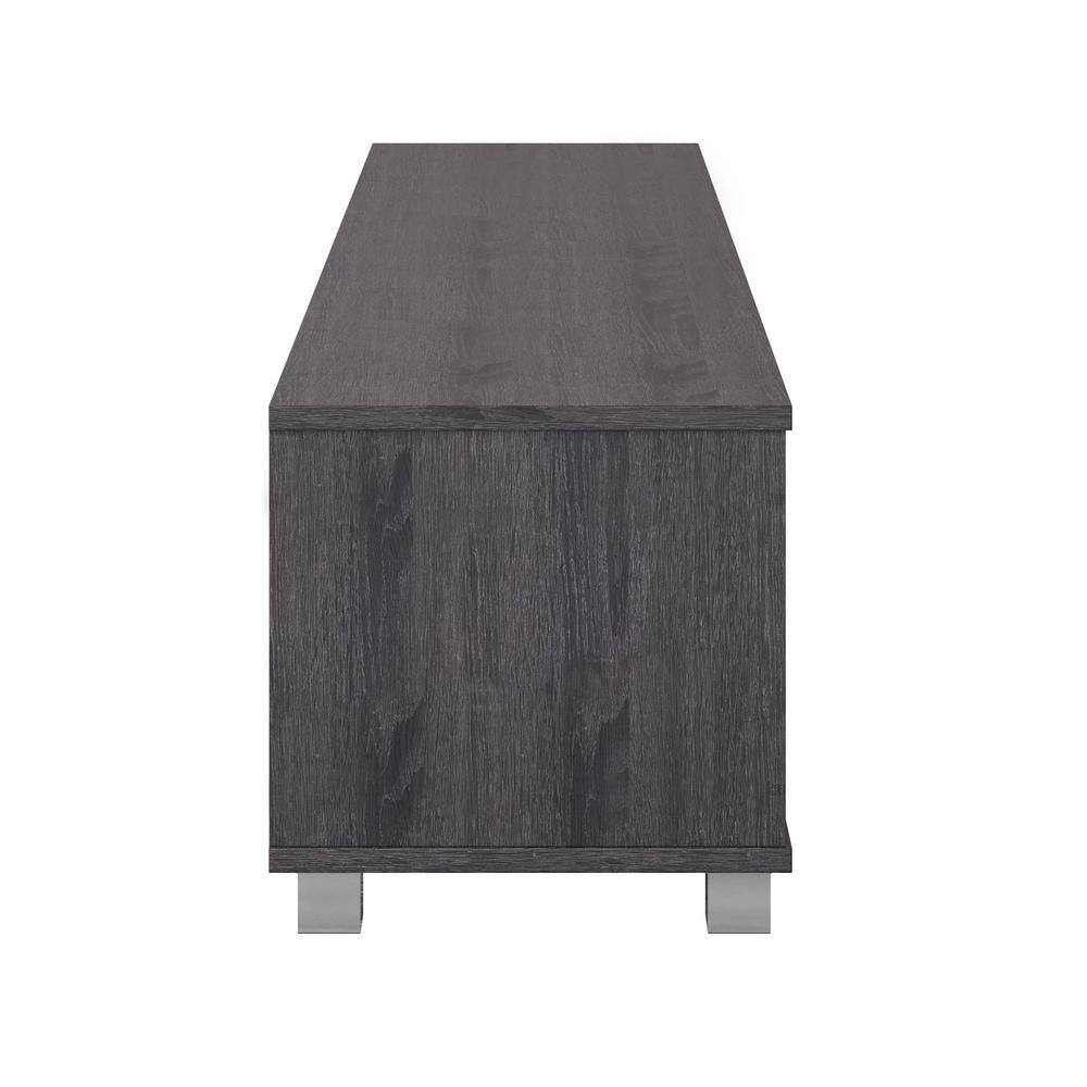 Modern Gray Wood Grain & Silver Leg TV Stand for Up to 85" TVs