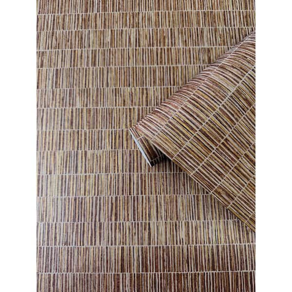 Zen Collection Orange/Brown Bamboo Screen Stripe Sheen Finish Non