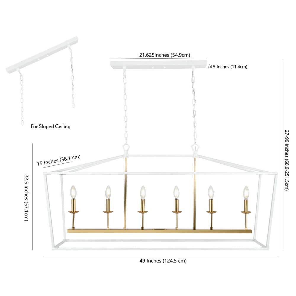 Pagoda 49" Satin White Iron Candle-Style Linear Chandelier