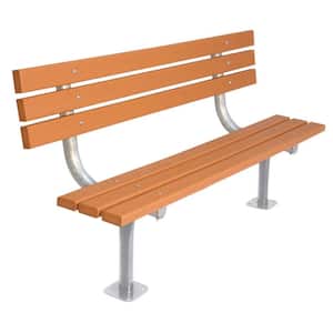 6 ft. Cedar Commercial Park Recycled Plastic Bench with Back Surface Mount