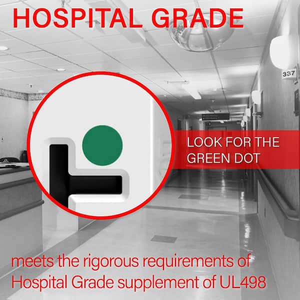 PlugTail 20 Amp Hospital Grade Decorator USB Type AC Outlet, White