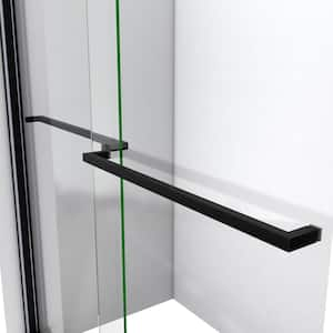 Sapphire 44 in. to 48 in. W x 76 in. H Sliding Semi-Frameless Shower Door in Matte Black with Clear Glass