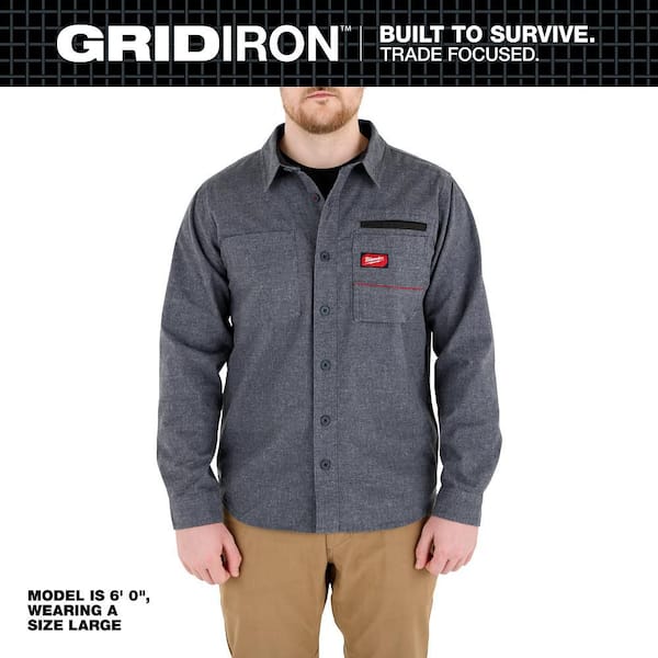 Men's Large Gray GRIDIRON Flannel Shirt