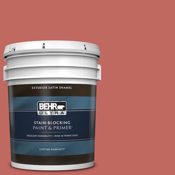 BEHR ULTRA 5 gal. Home Decorators Collection #HDC-CL-10 Tapestry Red Satin Enamel Exterior Paint & Primer