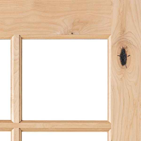 DIY RTA Kit 32in.x80in. Knotty Alder Right-Hand/Inswing 10-Lite Clear Glass Unfinished Wood Ready To Assemble Front Door